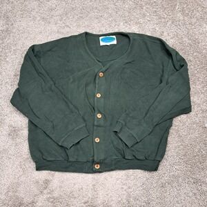 N.E. Wear Forest Green Button Front Cardigan Sweater Mens Large Outdoor Knit